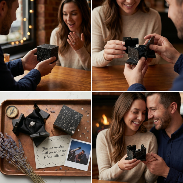 Cube Promise Ring Box (Star Black)