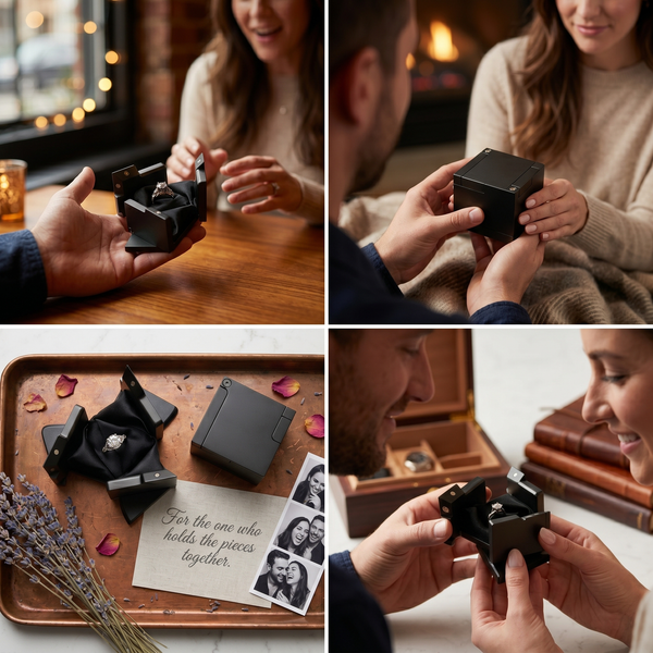 Cube Promise Ring Box (Matt Black)